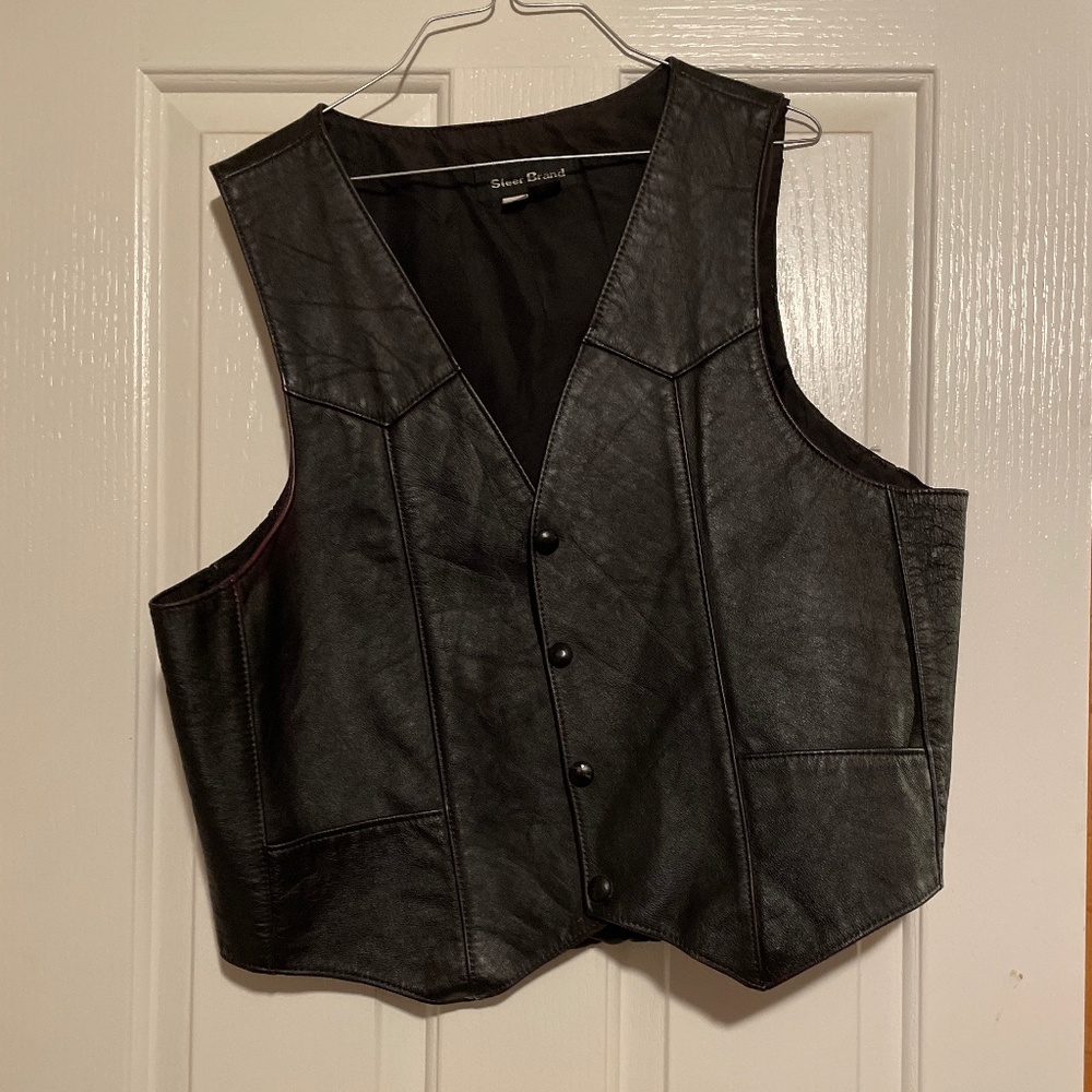 Real leather button up biker jacket